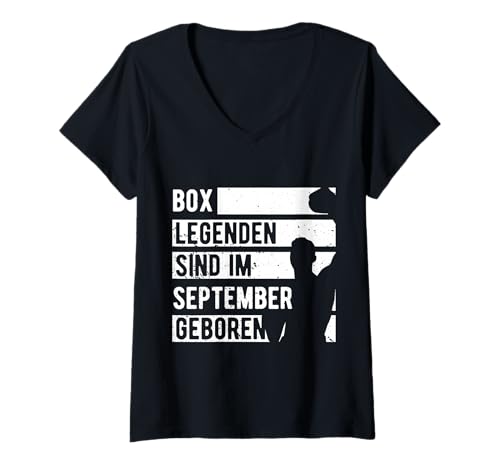 Damen Box Legenden sind im September geboren Geburtstag T-Shirt mit V-Ausschnitt von Coole Geburtstag Boxsport Geschenkideen für Boxer