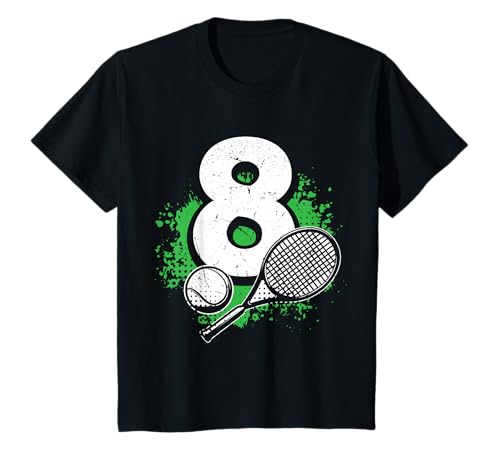 8. Geburtstag Tennis Spieler Kinder Jungs Mädchen T-Shirt von Coole Geburtstag Tennis Liebhaber Geschenke