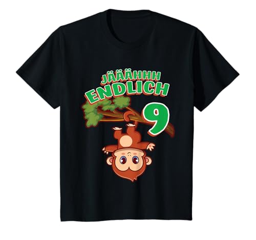 Kinder 9.Geburtstag endlich neunter 9 Jahre Affe Zoo Zirkus Äffchen T-Shirt von Coole Geburtstagsgeschenke & Überraschungsideen