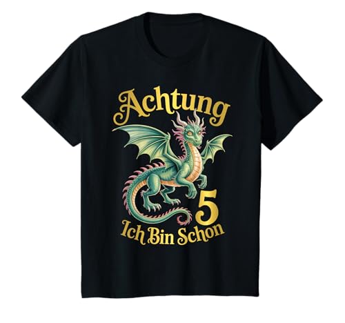 Kinder 5. Geburtstag Drachen Geschenk 5 Jahre Alt Drache Ich Bin 5 T-Shirt von Coole Geschenke zum Geburtstag für Mädchen & Junge