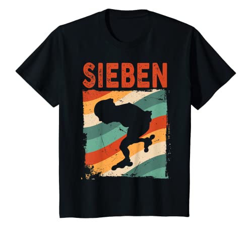 Kinder 7. Geburtstag Inline Skater Retro Rollerblading Jungs Kind T-Shirt von Coole Inlineskating Geburtstag Junge Kinder Design
