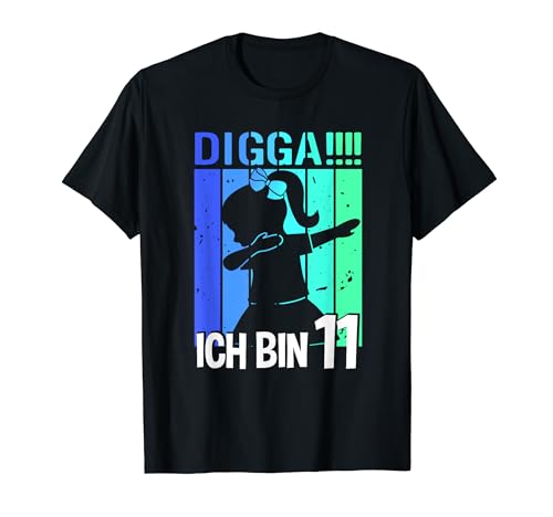 Mädchen Dabbing Tanzen Digga Ich bin 11 Jahre Dab Geburtstag T-Shirt von Coole Kindergeburtstag Dabbing Motto Geschenkidee