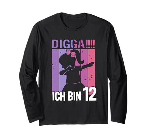 Mädchen Dabbing Tanzen Digga Ich bin 12 Jahre Dab Geburtstag Langarmshirt von Coole Kindergeburtstag Dabbing Motto Geschenkidee