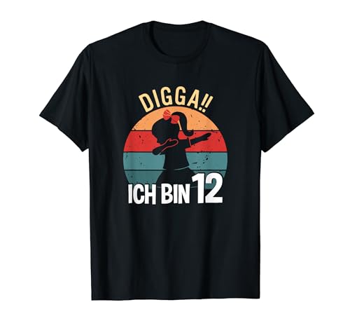 Mädchen Dabbing Tanzen Digga Ich bin 12 Jahre Dab Geburtstag T-Shirt von Coole Kindergeburtstag Dabbing Motto Geschenkidee