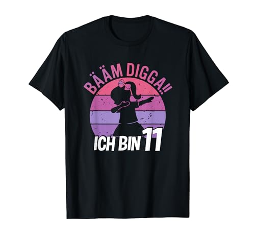 Mädchen Tanzen Bääm Digga Ich bin 11 Jahre Dab Geburtstag T-Shirt von Coole Kindergeburtstag Dabbing Motto Geschenkidee