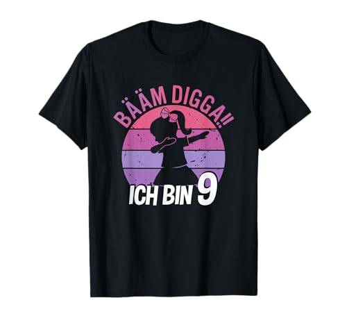 Mädchen Tanzen Bääm Digga Ich bin 9 Jahre Dab Geburtstag T-Shirt von Coole Kindergeburtstag Dabbing Motto Geschenkidee