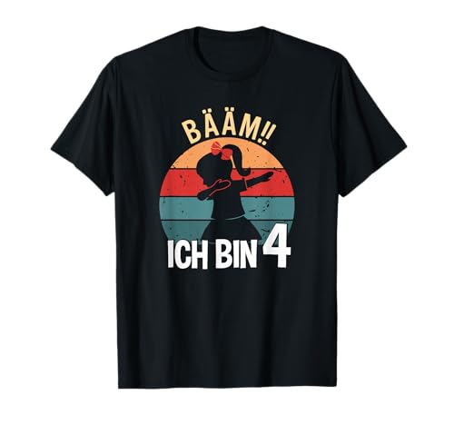 Mädchen Tanzen Bääm Ich bin 4 Jahre Dab Geburtstag T-Shirt von Coole Kindergeburtstag Dabbing Motto Geschenkidee