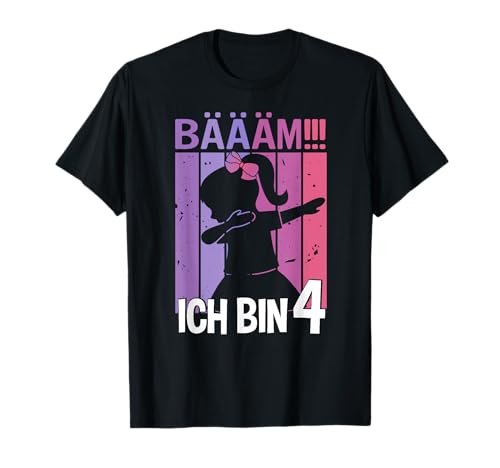 Mädchen Tanzen Bääm Ich bin 4 Jahre Dab Geburtstag T-Shirt von Coole Kindergeburtstag Dabbing Motto Geschenkidee