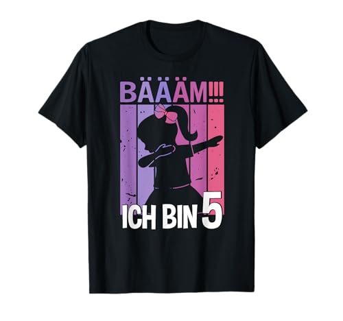 Mädchen Tanzen Bääm Ich bin 5 Jahre Dab Geburtstag T-Shirt von Coole Kindergeburtstag Dabbing Motto Geschenkidee