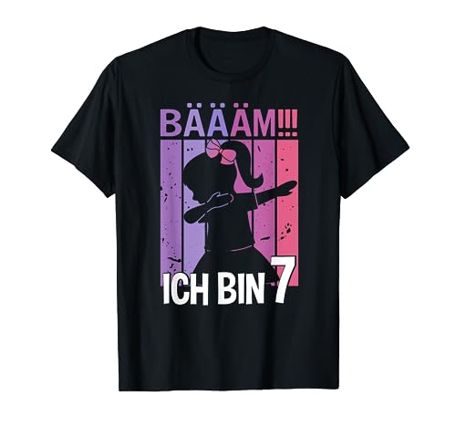 Mädchen Tanzen Bääm Ich bin 7 Jahre Dab Geburtstag T-Shirt von Coole Kindergeburtstag Dabbing Motto Geschenkidee