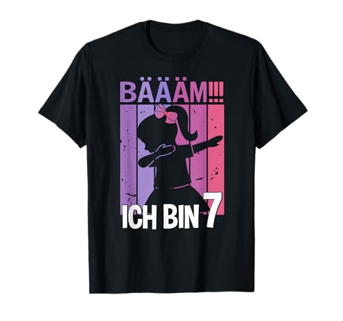 Mädchen Tanzen Bääm Ich bin 7 Jahre Dab Geburtstag T-Shirt von Coole Kindergeburtstag Dabbing Motto Geschenkidee