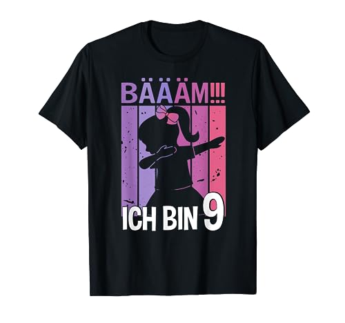 Mädchen Tanzen Bääm Ich bin 9 Jahre Dab Geburtstag T-Shirt von Coole Kindergeburtstag Dabbing Motto Geschenkidee