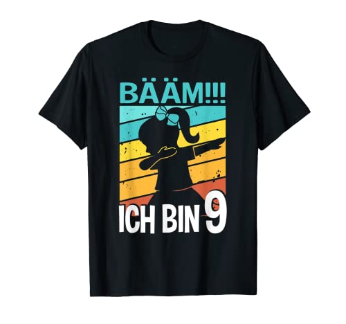 Mädchen Tanzen Bääm Ich bin 9 Jahre Dab Geburtstag T-Shirt von Coole Kindergeburtstag Dabbing Motto Geschenkidee