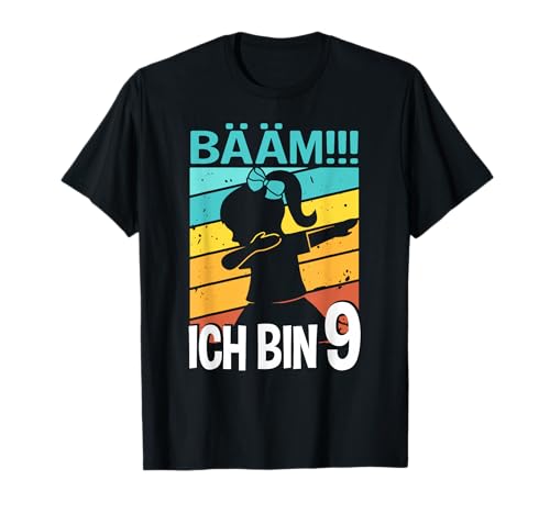 Mädchen Tanzen Bääm Ich bin 9 Jahre Dab Geburtstag T-Shirt von Coole Kindergeburtstag Dabbing Motto Geschenkidee