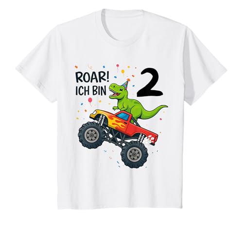 Kinder Dinosaurier Monstertruck Geburtstag Party 2 Jahre T-Shirt Kinder Dinosaurier Monstertruck Geburtstag Party 2 Jahre T-Shirt von Coole Kindergeburtstags Motive