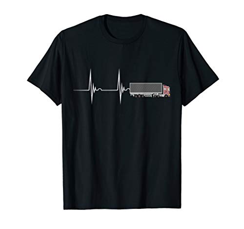 Herren Lastwagen Trucker Herzschlag EKG Puls Kraftfahrer LKW Fahrer T-Shirt von Coole LKW Autobahn Berufskraftfahrer Sprüche
