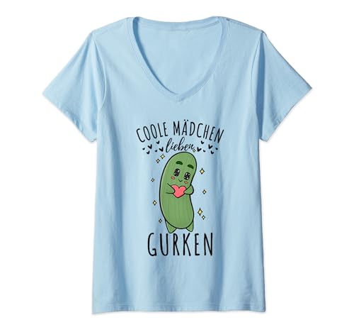 Coole Mädchen lieben Gurken T-Shirt mit V-Ausschnitt von Coole Mädchen lieben Gurken