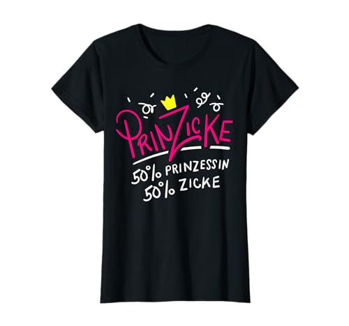 Coole Mädels Prinzicke Shirts Damen & Mädchen Schwarz S T-Shirt Kurzarm Prinzessin Zicke von Coole Mädels Prinzicke Shirts