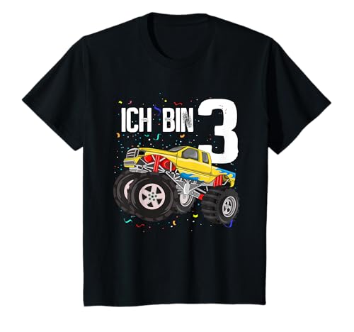 Kinder 3 Jahre 3. Geburtstag Junge Mädchen Monster Truck T-Shirt von Coole Monster Truck Geburtstag Jungen Geschenke