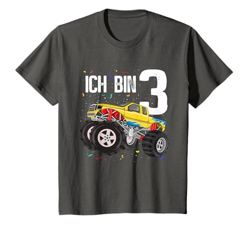 Kinder 3 Jahre 3. Geburtstag Junge Mädchen Monster Truck T-Shirt von Coole Monster Truck Geburtstag Jungen Geschenke