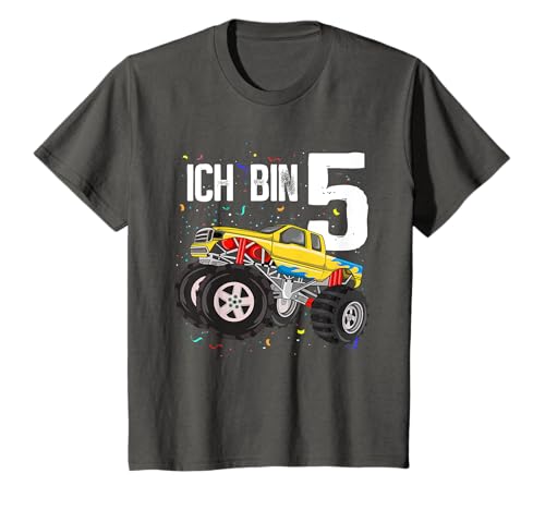 Kinder 5 Jahre 5. Geburtstag Junge Mädchen Monster Truck T-Shirt von Coole Monster Truck Geburtstag Jungen Geschenke