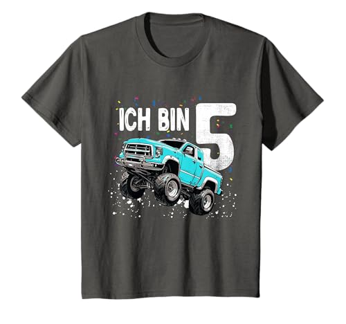 Kinder 5 Jahre 5. Geburtstag Junge Mädchen Monster Truck T-Shirt von Coole Monster Truck Geburtstag Jungen Geschenke