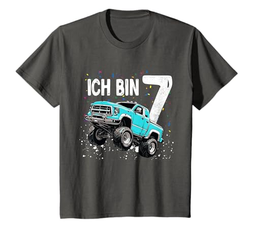 Kinder 7 Jahre 7. Geburtstag Junge Mädchen Monster Truck T-Shirt von Coole Monster Truck Geburtstag Jungen Geschenke