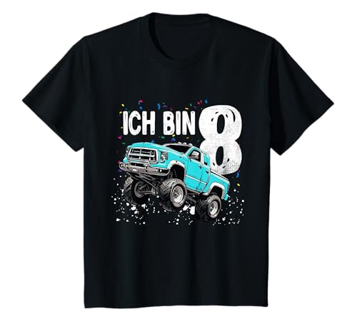 Kinder 8 Jahre 8. Geburtstag Junge Mädchen Monster Truck T-Shirt von Coole Monster Truck Geburtstag Jungen Geschenke
