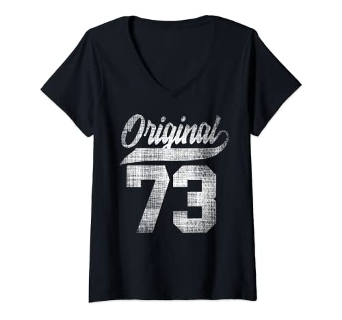 Damen 50.Geburtstag Original Männer Frauen Vintage Jahrgang 1973 T-Shirt mit V-Ausschnitt von Coole Original Jahrgang Geschenke Geburtstag 2023