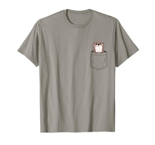 Coole Otter Pocket Schlafshirts - Unisex Erwachsene & Kinder - Grau - Small - Kurzarm - T-Shirt von Coole Otter Pocket Schlafshirts