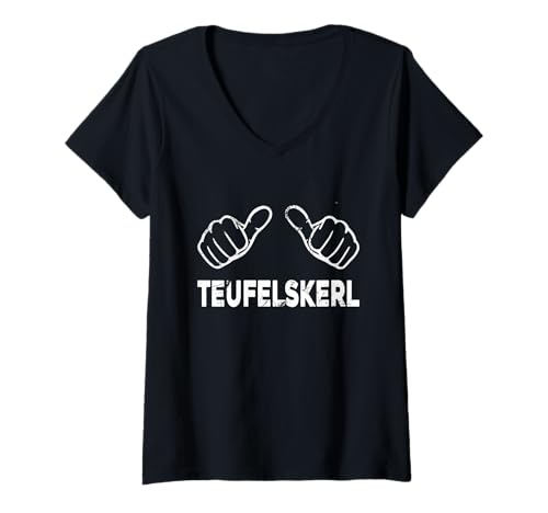 Damen Vintage Teufelskerl Motiv Cooles Männer Geschenk Papa Opa... T-Shirt mit V-Ausschnitt von Coole Papa Opa Onkel Männer Motive