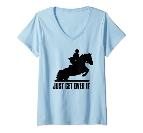 Damen Englisch Reiten Hunter Jumper Pferd Reiten T-Shirt mit V-Ausschnitt von Coole Pferde Geschenke
