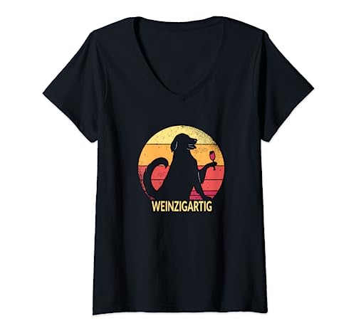 Damen Hundemotiv Labrador Damen lustiges Weinzigartig Motiv Shirt T-Shirt mit V-Ausschnitt von Coole Putzige Hundemotive Geschenk Weinzigartig