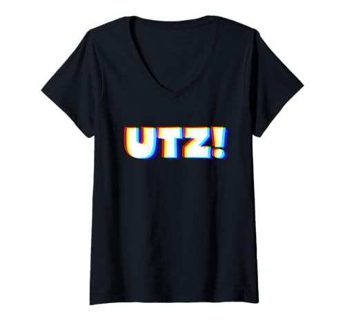Damen UTZ Hardtekk Hardstyle Tekk EDM Party Rave Festival Techno T-Shirt mit V-Ausschnitt von Coole Rave Festival Techno Outfits Männer Frauen