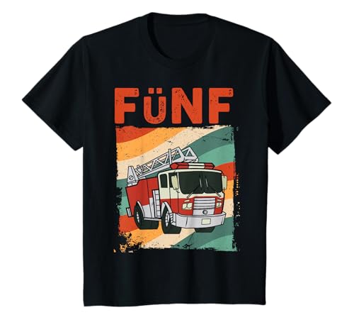 Kinder Feuerwehr 5 Jahre | Feuerwehrauto | 5. Geburtstag Junge T-Shirt Kinder Feuerwehr 5 Jahre | Feuerwehrauto | 5. Geburtstag Junge T-Shirt von Coole Retro Feuerwehrmann Geburtstag Feuerwehr