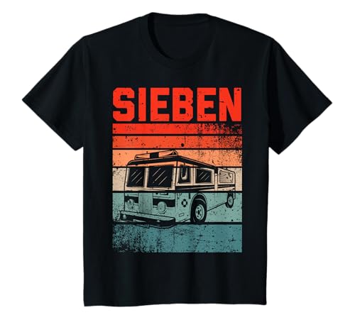 Kinder Feuerwehr 7 Jahre | Feuerwehrauto | 7. Geburtstag Junge T-Shirt von Coole Retro Feuerwehrmann Geburtstag Feuerwehr