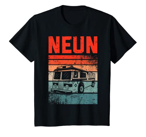 Kinder Feuerwehr 9 Jahre | Feuerwehrauto | 9. Geburtstag Junge T-Shirt von Coole Retro Feuerwehrmann Geburtstag Feuerwehr