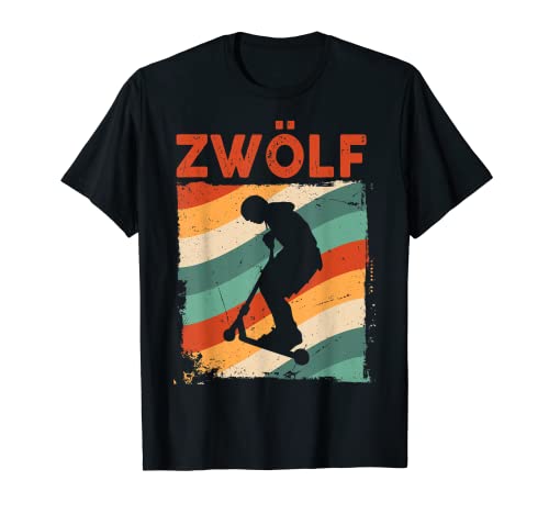 12. Geburtstag Retro Roller Fahrer Scooter Jungs Kinder T-Shirt von Coole Roller Fan Scooter Geburtstag Jungs Designs