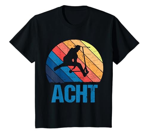 8. Geburtstag Retro Roller Fahrer Scooter Jungs Kinder T-Shirt von Coole Roller Fan Scooter Geburtstag Jungs Designs