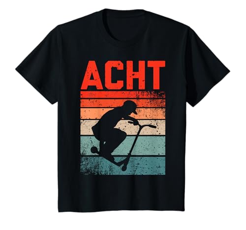 8. Geburtstag Retro Roller Fahrer Scooter Jungs Kinder T-Shirt von Coole Roller Fan Scooter Geburtstag Jungs Designs