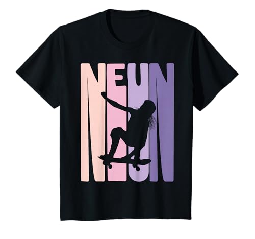 9. Geburtstag Mädchen Kinder Skater Skateboard Fan Motive T-Shirt von Coole Skater Geburtstag Skateboard Mädchen Designs