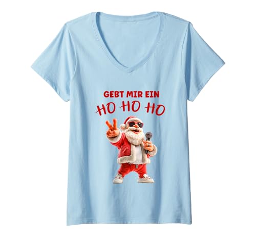 Damen Gebt Mir EIN Ho Ho Ho Rapper Weihnachtsmann Weihnachten T-Shirt mit V-Ausschnitt Damen Gebt Mir EIN Ho Ho Ho Rapper Weihnachtsmann Weihnachten T-Shirt mit V-Ausschnitt von Coole Weihnachten Weihnachtsmann Designs