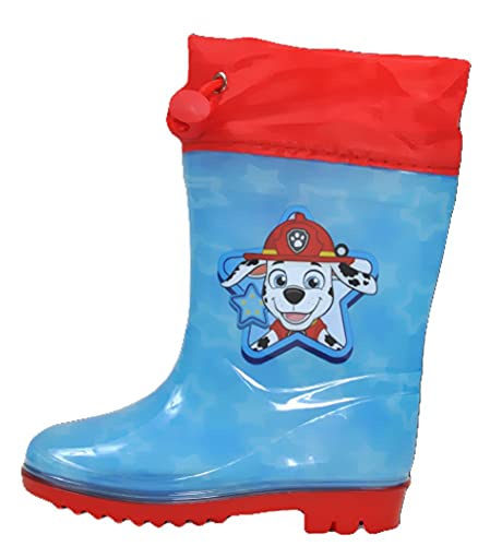 Gummistiefel kompatibel zu PAW PATROL Kinder Gr.24 Jungen Regenstiefel Blau - Rot Chase Marschall Feuerwehr Size 24 von Coole-fun-t-shirts