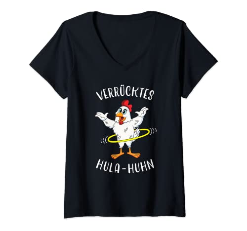 Damen Huhn Verrücktes lustiges Hula Hullern Tanz Hoop Fitness T-Shirt mit V-Ausschnitt Damen Huhn Verrücktes lustiges Hula Hullern Tanz Hoop Fitness T-Shirt mit V-Ausschnitt von Coole lustige Hula Hullern Sport Fitness Designs