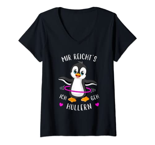 Damen Mir reichts ich geh hullern Pinguin hula Hoop Dance Fitness T-Shirt mit V-Ausschnitt Damen Mir reichts ich geh hullern Pinguin hula Hoop Dance Fitness T-Shirt mit V-Ausschnitt von Coole lustige Hula Hullern Sport Fitness Designs