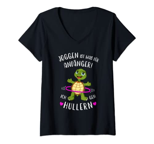 Damen Schildkröte Joggen ist was für Anfänger Huller Fitness Hoop T-Shirt mit V-Ausschnitt Damen Schildkröte Joggen ist was für Anfänger Huller Fitness Hoop T-Shirt mit V-Ausschnitt von Coole lustige Hula Hullern Sport Fitness Designs