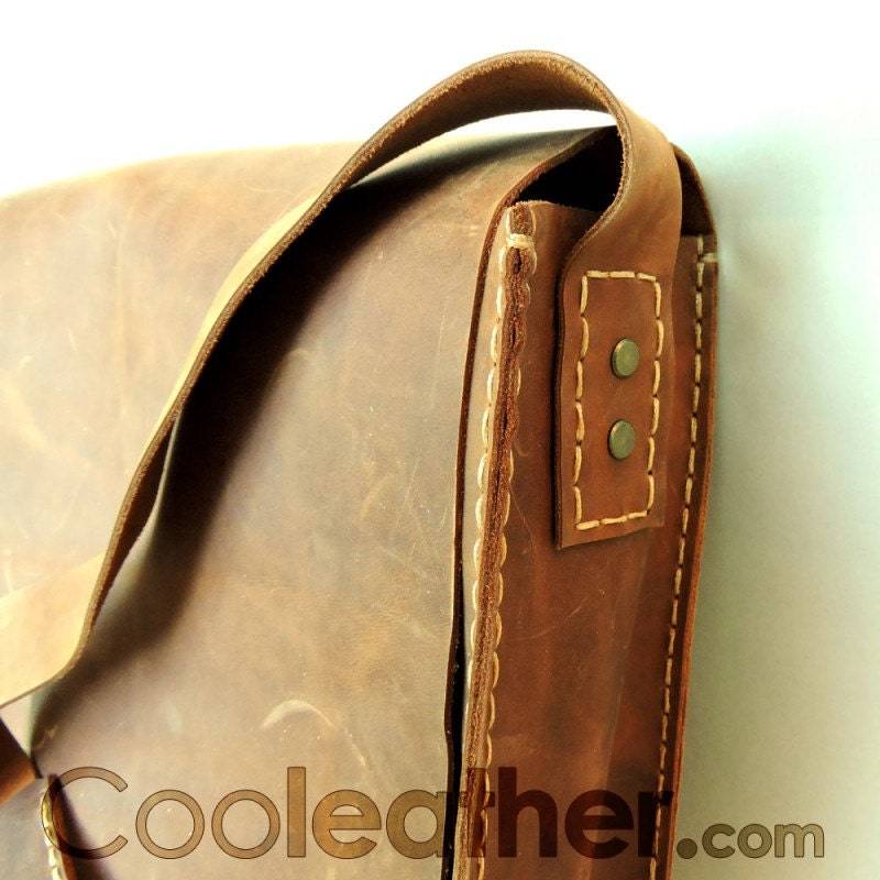 Hand Genäht Crazy Horse Leder Messengerbag von Cooleather