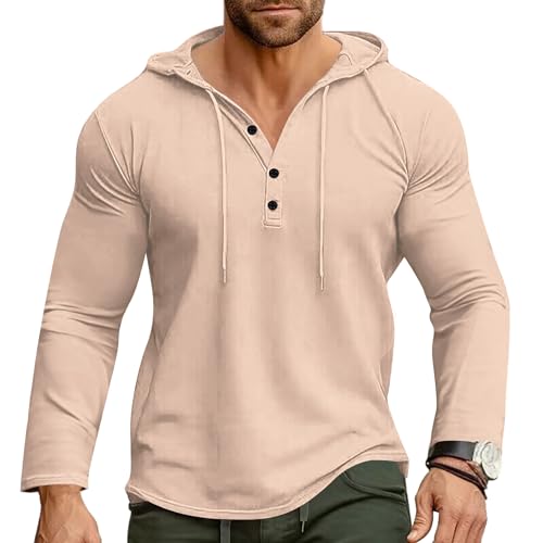 Cooleep Herren Kapuzenpullover Hoodie Langarm Sweatshirt Langarmshirt Hoody für Männer Mit Kapuze Beige XL von Cooleep