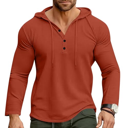 Cooleep Herren Kapuzenpullover Hoodie Langarm Sweatshirt Langarmshirt Hoody für Männer Mit Kapuze Orange L von Cooleep