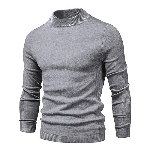 Cooleep Pullover für Herren Solid Rollkragen Warmer Pullover Winter Basic Turtleneck Herren Grau M von Cooleep